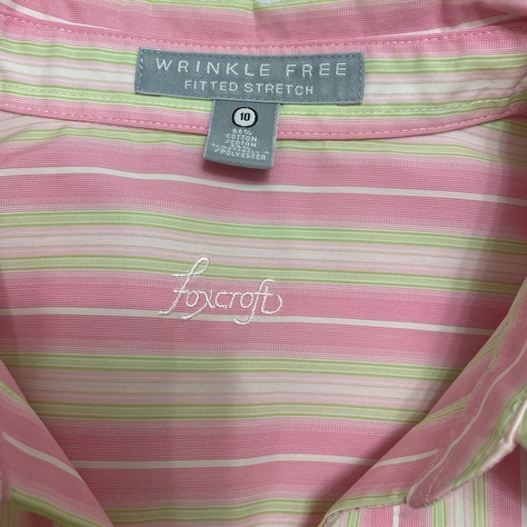 Foxcroft Non-Iron fitted stretch striped button up shirt Size 10 - Picture 11 of 15